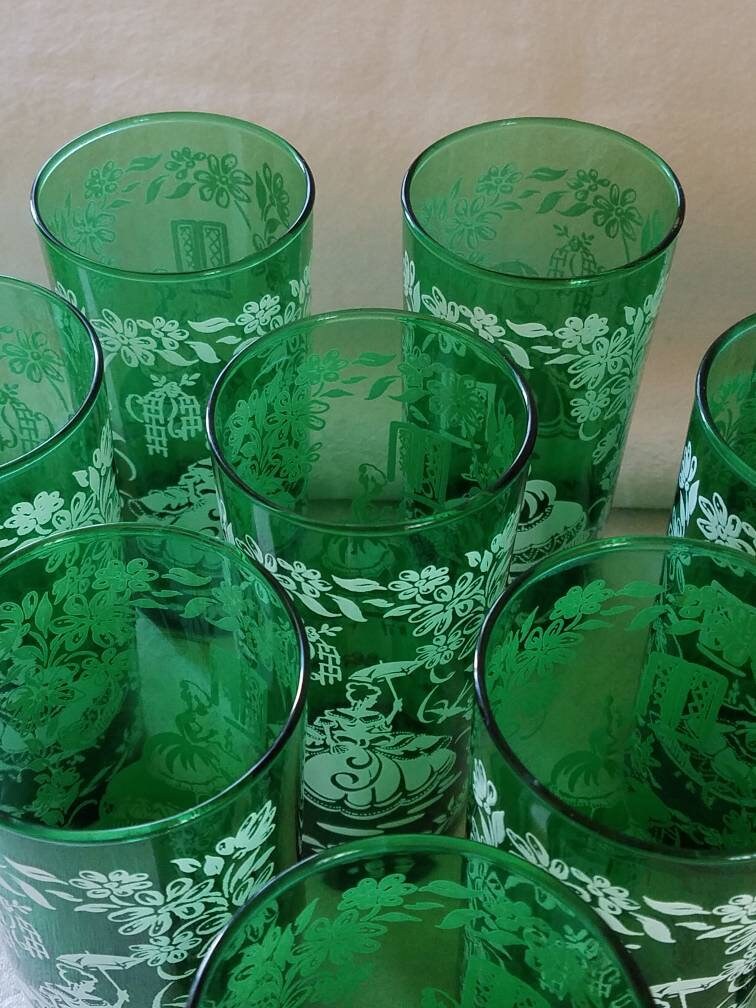 Anchor Hocking Emerald Green Bubble Glass Punch or Tea Cups, Retro Home  Glassware, Farmhouse & Restaurant Decor Set of 3 Drinking Glasses 