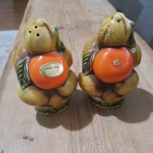 Salero y pimentero vintage de Inarco, años 60, naranja y especias, cocina kitsch, Inarco Japón, saleros y pimenteros coleccionables, S y P