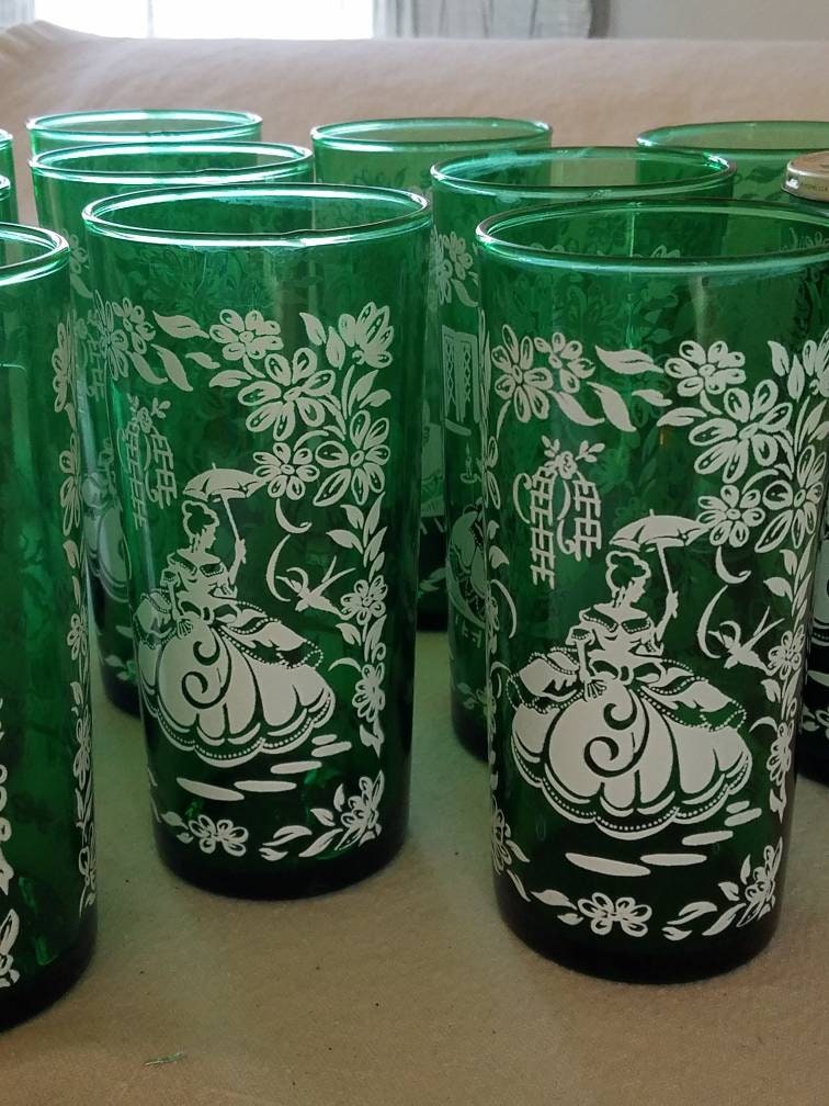 Vintage Anchor Hocking 1950's RARE Colonial Lady Iced Tea Tumblers