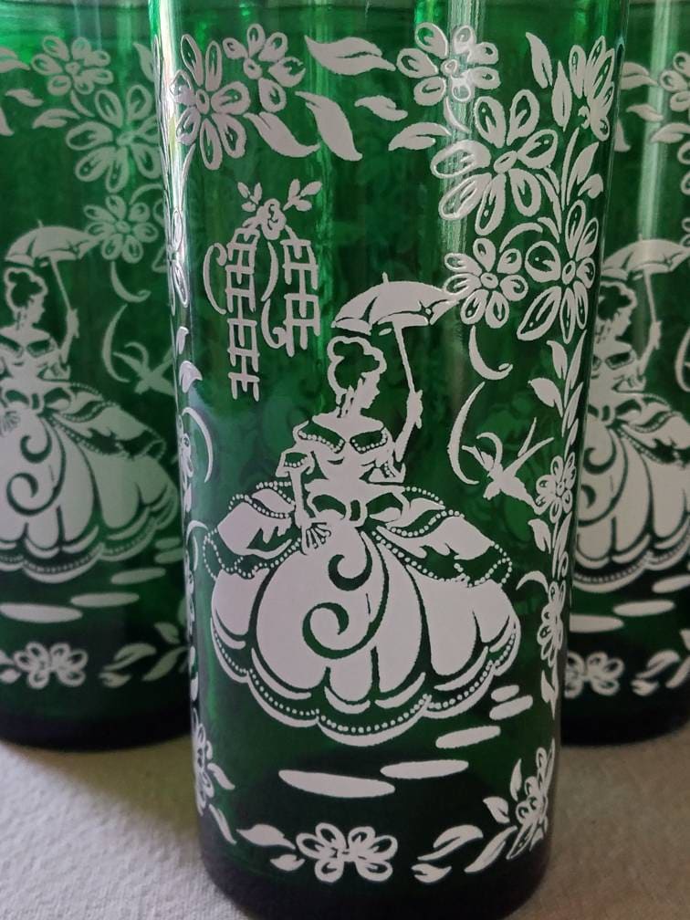 Vintage Anchor Hocking 1950's RARE Colonial Lady Iced Tea Tumblers