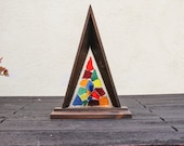 Vintage Mid Century Handmade Wooden Large Night Light Craftsman Style Catheral Church Style