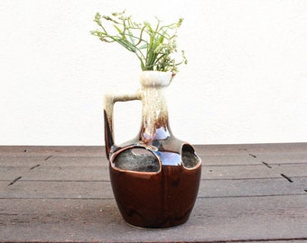 Vintage Retro Brown Jug / Jar Brown Ceramic Glaze Vase