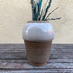 Vintage Modern Vase Brown & Beige Pottery Decor Pot