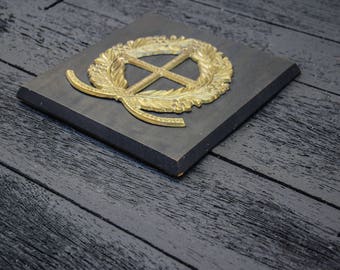 Vintage TERRA SANCTA GUILD Crest Plaque / Wall Hanging 1968 Brass