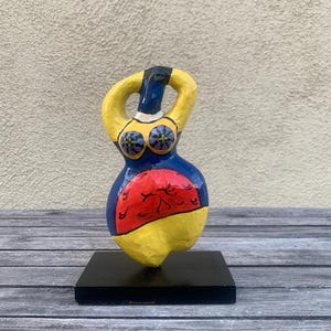 Vintage Colorful Papier-Mâché Sculpture in Style of Niki de Saint Phalle Art Figurine