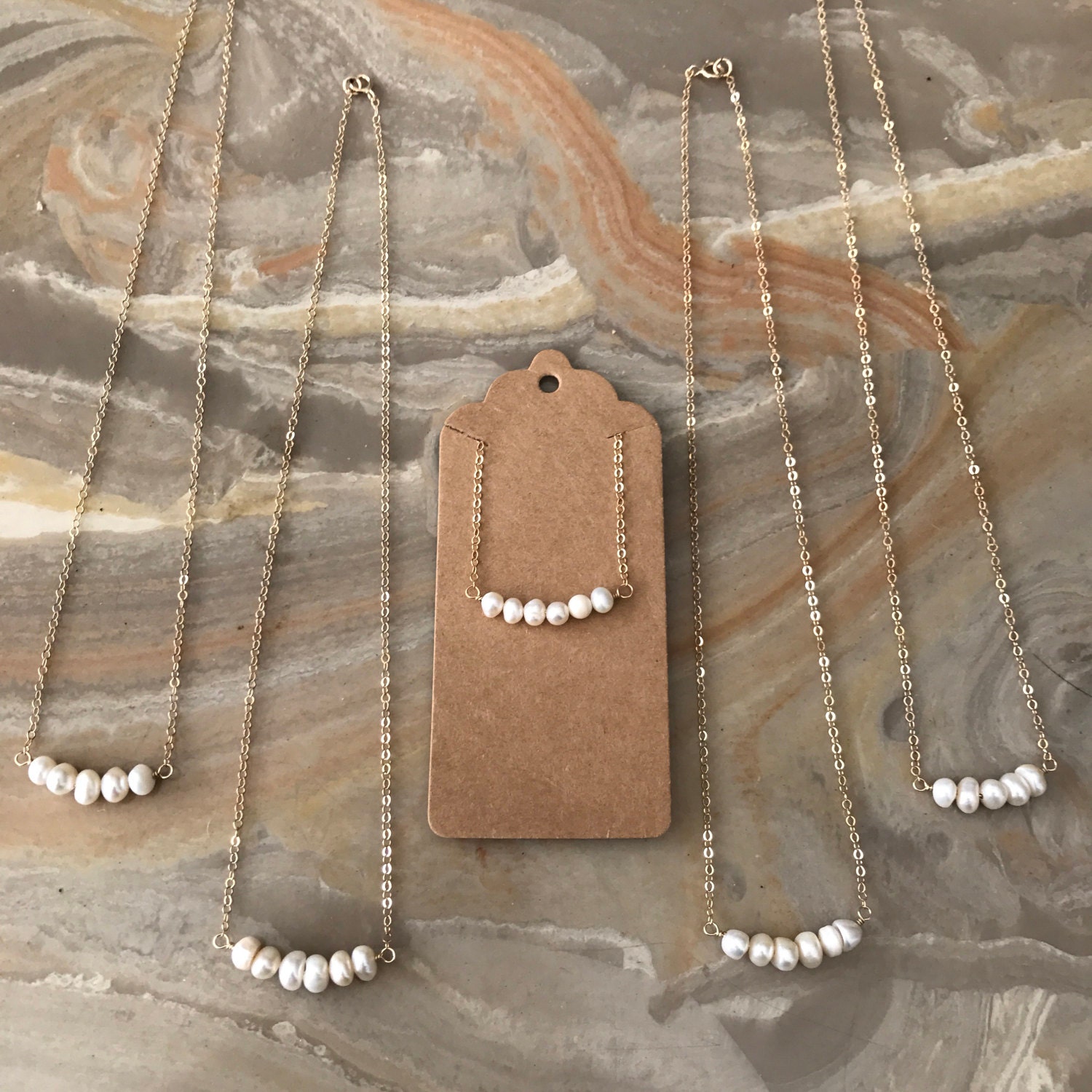 Pearl Bar Necklace - Etsy