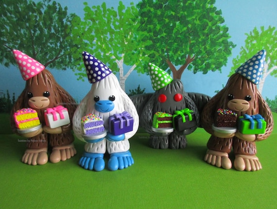 Handmade Cryptid Party Sculpture: Bigfoot, Yeti, or Mothman with Cake