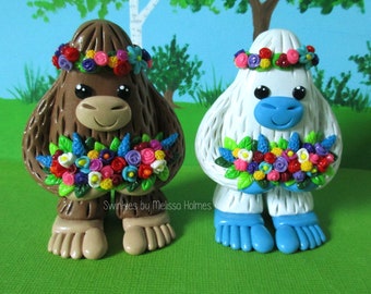 Flower garden Bigfoot or Yeti sculpture