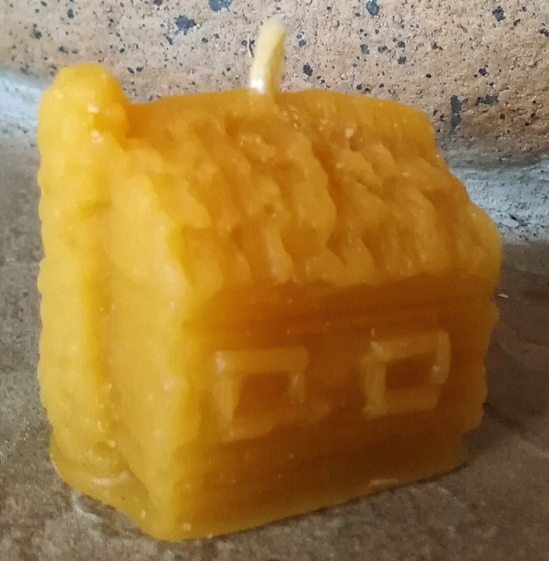 Log Cabin Candle 100 Pure Beeswax Etsy