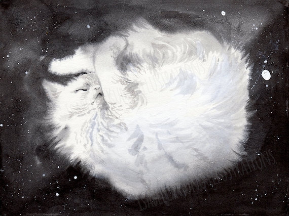 Black Cat Ink Painting Cat Inklings No.36 Art Print