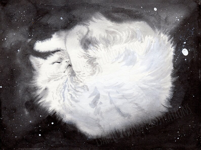 Black Cat Ink Painting Cat Inklings No.36 Art Print