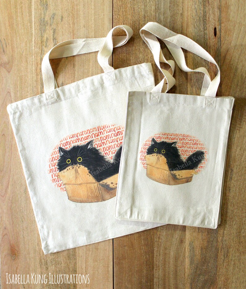 Fuzzball nom Nom Tote Bag / Large and Small - Etsy