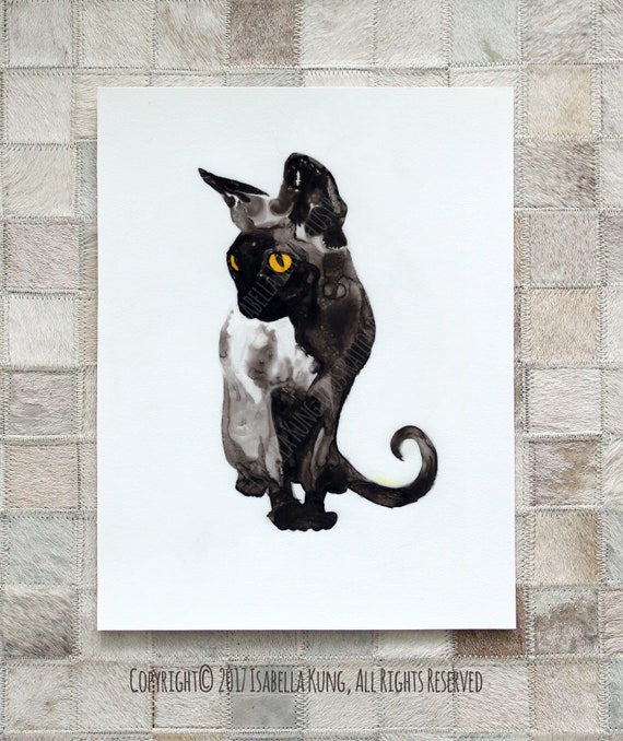 Black Cat Ink Painting Cat Inklings No.36 Art Print