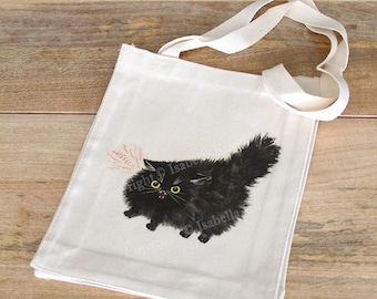 Small Fuzzball (Hiss) Tote Bag with Gusset