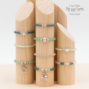 Rings with Japanese Pearls and Silver Pearls 925 - Green Tones -