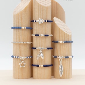 Rings with Japanese Pearls and Silver Pearls 925 - Blue and Lavender Tones -
