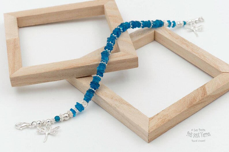 Bracelet made of stones gemstone Apatite and Silver 925 charms and beads