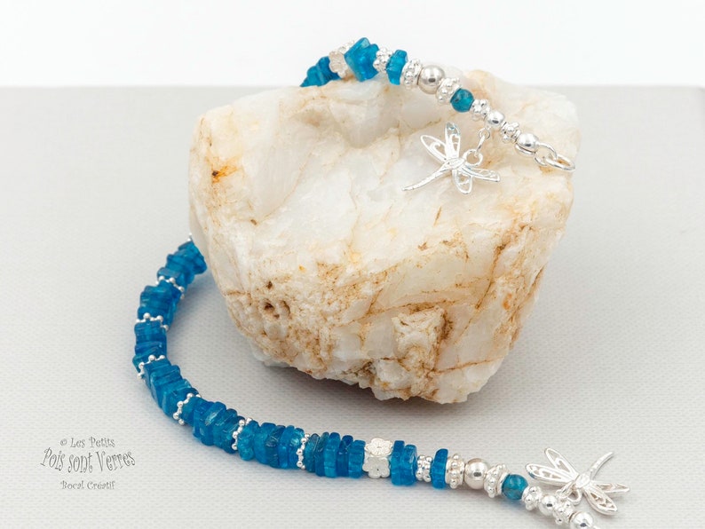 Bracelet made of stones gemstone Apatite and Silver 925 charms and beads