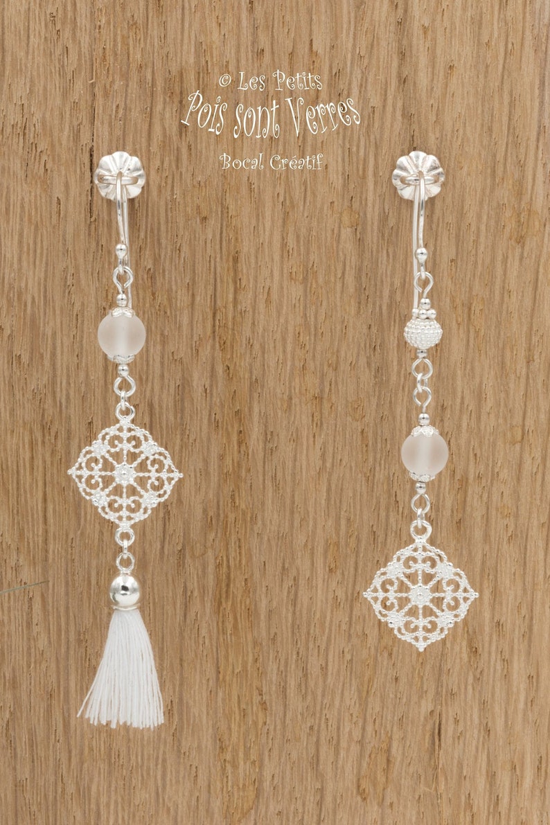 Boucles D'oreilles Pendantes En Argent 925 Avec Rosettes Filigranes Et Cristaux Swarovski