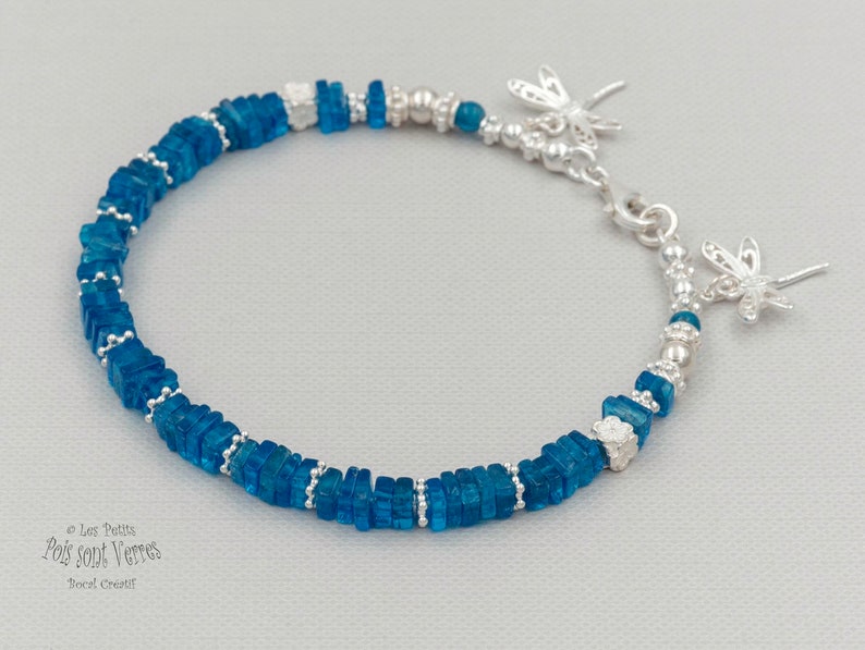 Bracelet made of stones gemstone Apatite and Silver 925 charms and beads
