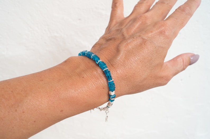 Bracelet made of stones gemstone Apatite and Silver 925 charms and beads