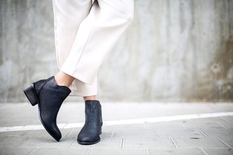 Handmade Boots Ankle Boots Black Booties Heeled Booties NEW Cecilia Leather Boots Winter Shoes Black Boots High Heeled Booties