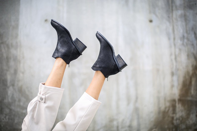 Handmade Boots Ankle Boots Black Booties Heeled Booties NEW Cecilia Leather Boots Winter Shoes Black Boots High Heeled Booties