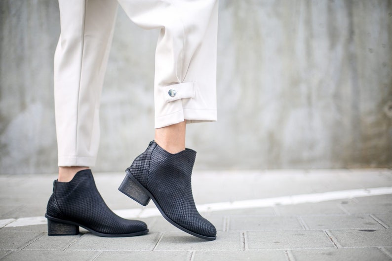 Handmade Boots Ankle Boots Black Booties Heeled Booties NEW Cecilia Leather Boots Winter Shoes Black Boots High Heeled Booties