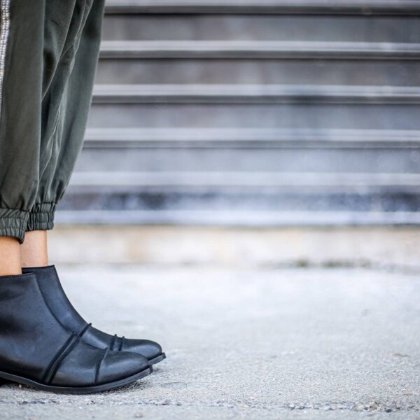 Black Leather Boots, Ankle Boots, Black Booties, Handmade Boots, Leather Booties, Black Ankle Booties, Riding Boots, Winter Shoes, Vero
