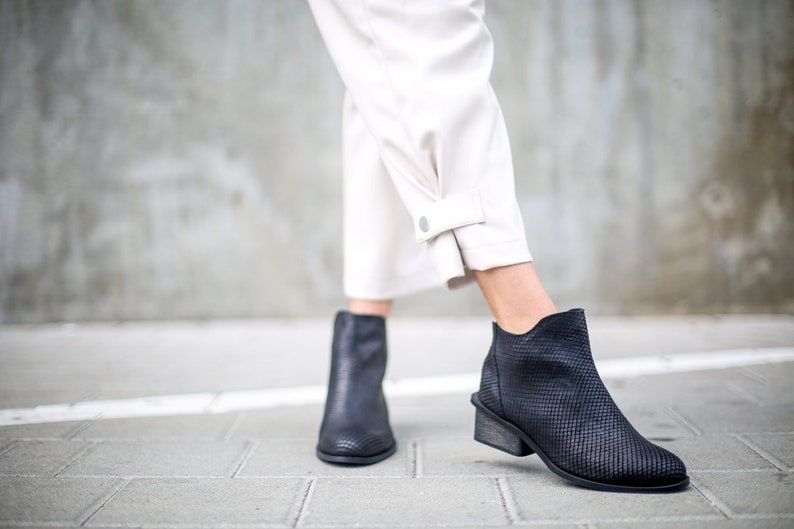 Handmade Boots Ankle Boots Black Booties Heeled Booties NEW Cecilia Leather Boots Winter Shoes Black Boots High Heeled Booties