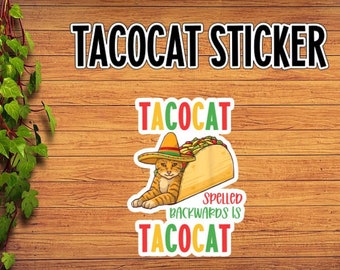 TACOCAT Sticker | Tacos | Waterproof Sticker | Laptop Decal |Water bottle Decal | Laptop Sticker | Kindle Sticker | Trendy Groovy Sticker