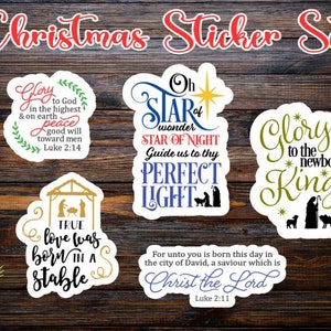 Christmas Stickers, Christmas, Holiday, Jesus, Religious, God, Faith, Blessed, Journal Sticker, Journaling, Laptops, Scrapbook Stickers