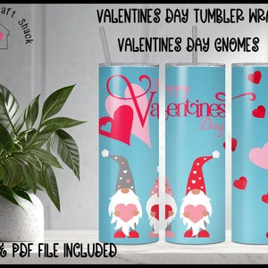 Gnomes Tumbler Wrap, Gnomes, Gnomes Tumbler Design, Valentine&#39;s Day, Sublimation, 20 oz Skinny Tumbler Sublimation Design. Tumbler Wrap