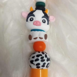 Cow Pen, Cows, Fancy Pens, Sassy Pens, Silicone Bead Pens, Bead Pen, Beaded Pens, Ink Pens, Silicone Pens, Gift Idea