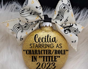 CUSTOM Musical Ornament, Theater Ornament, Musical Ornaments, Broadway Musicals, Personalized, Christmas Decor, Baubles, Filler, Gift