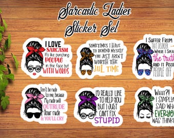 Sarcastic Ladies Sticker Set: Funny Sassy Decals