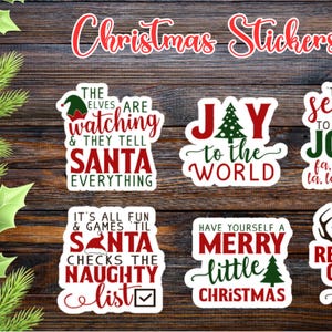 Christmas Stickers, Christmas, Holiday, Holiday Stickers, Christmas Sayings, Santa, Journal Sticker, Journaling, Laptops, Scrapbooking, Gift