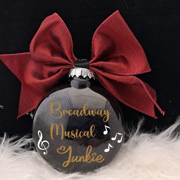 Broadway Musical Junkie Ornament, Musical Ornaments, Broadway Musicals, Personalized, Stocking Stuffer, Christmas Decor, Baubles, Filler