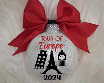 Europe Vacation Ornament, Vacation, Europe, Italy, England, Paris, Eiffel Tower, Big Ben, Tower of Pisa, Vacation Memento, Family Vacation