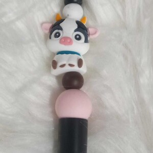 Cow Pen, Cows, Fancy Pens, Sassy Pens, Silicone Bead Pens, Bead Pen, Beaded Pens, Ink Pens, Silicone Pens, Gift Idea