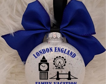 London England Vacation Ornament, Vacation, London, England, European Trip, Big Ben, London Eye, Vacation Memento, Family Vacation, Gift