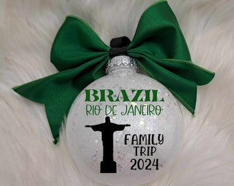 Brazil Vacation Ornament, Vacation, Brazil, Rio De Janeiro, Christ the Redeemer, Vacation Memento, Family Vacation, Gift, Family Trip, Gift