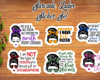 Sarcastic Ladies Sticker Set: Funny Sassy Decals