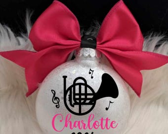 Personalized French Horn Christmas Ornament: Band Instrument Gift