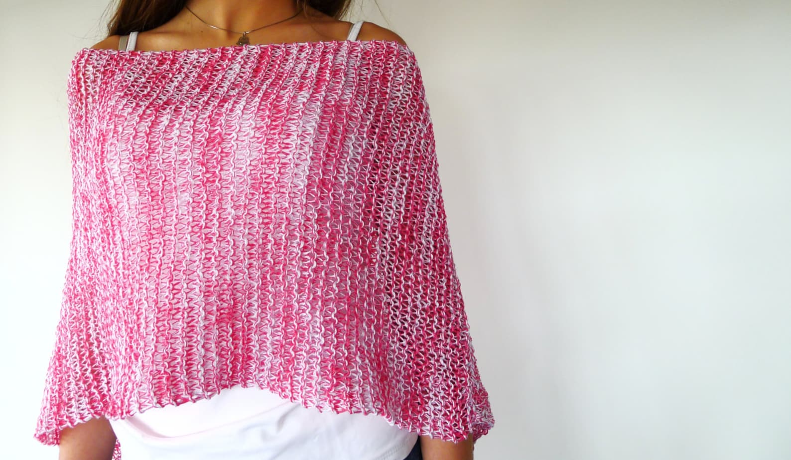 Pink Loose Knit Poncho. Cotton Summer Poncho. Beach Cover up Etsy