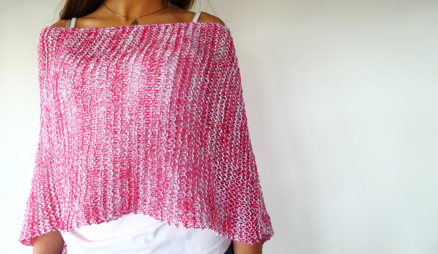 Korango Clouds Cable Knit Poncho - Pink