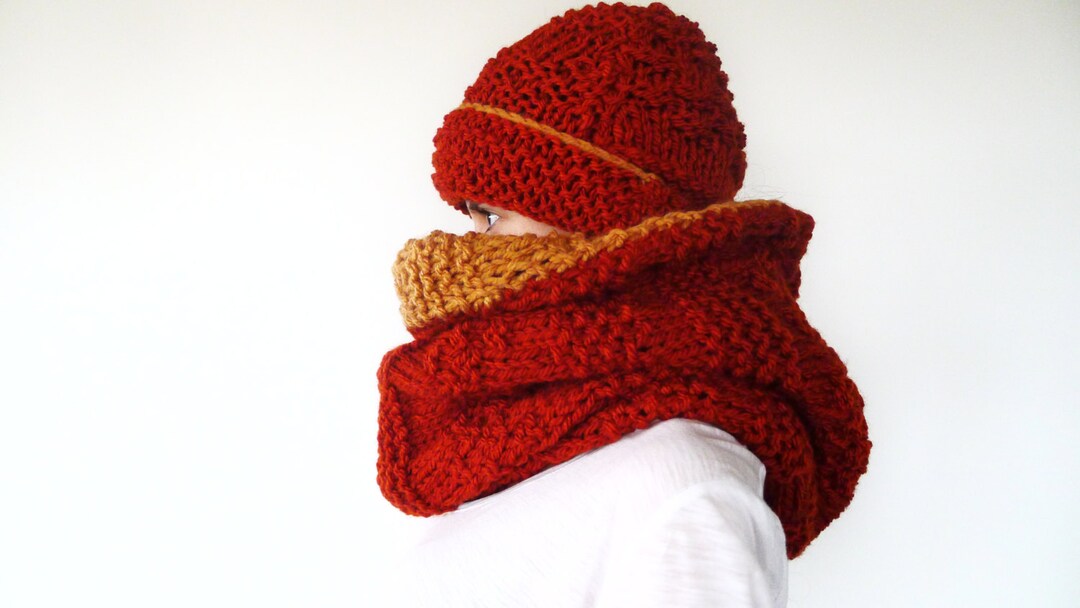 Hat and Scarf Set. Knit Infinity Scarf & Hat Set. Winter - Etsy