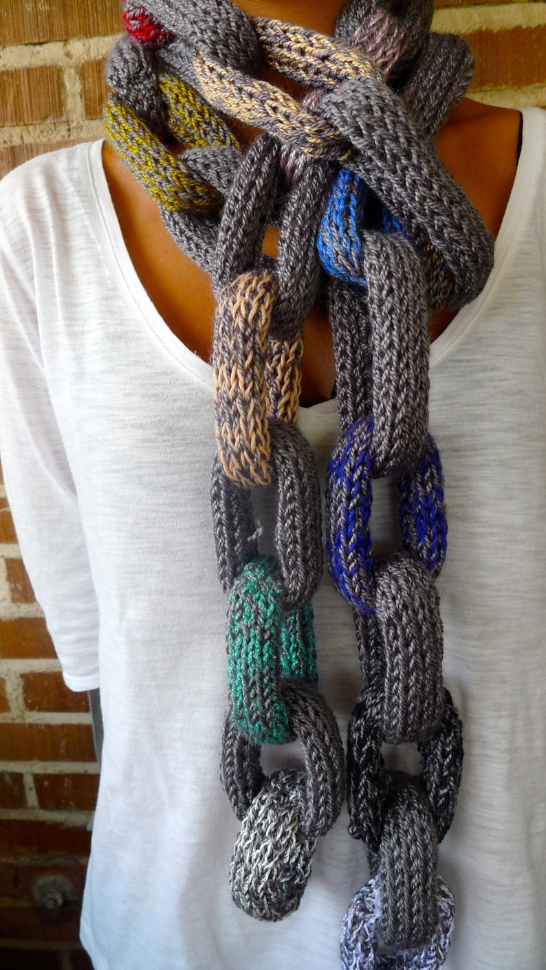 Chunky Chain Scarf Chain Link Scarf Multicolor Loop Scarf Etsy