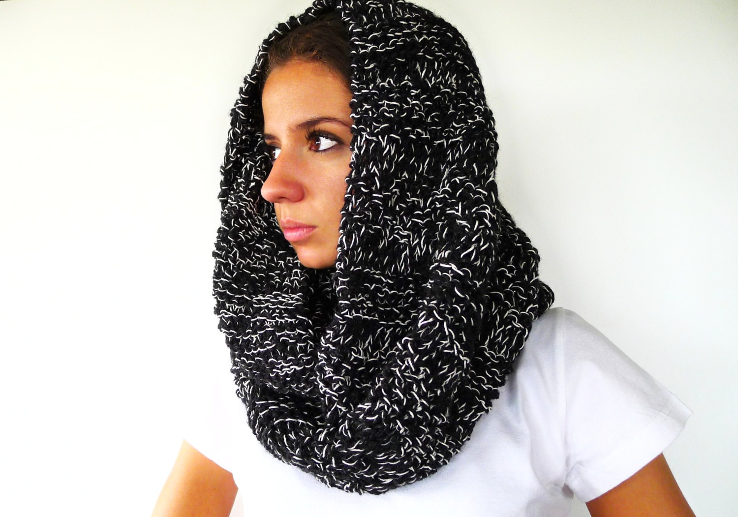 Bufanda capucha negra para Bufandas de lana - Etsy España