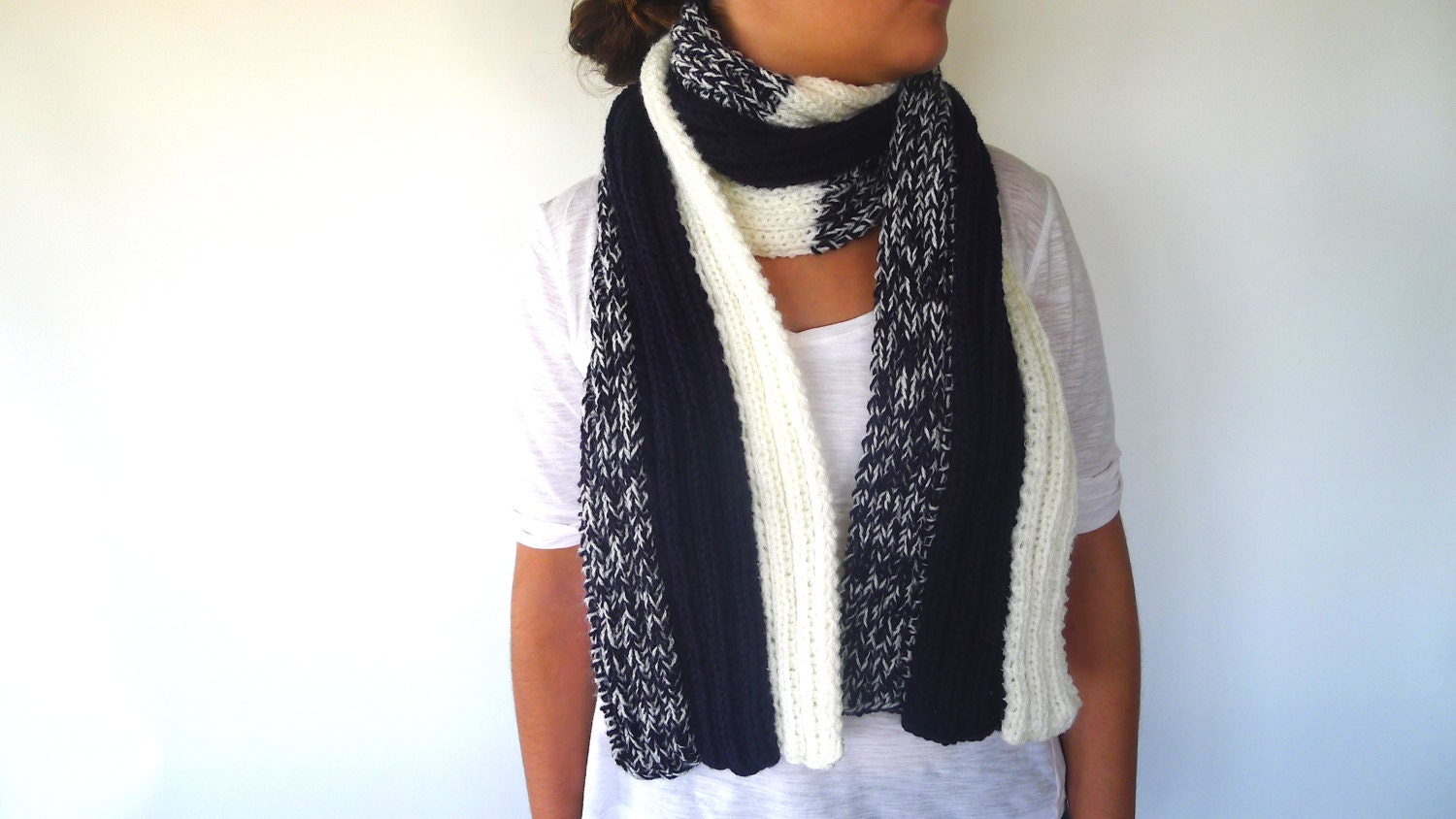 Bufanda para azul marino a rayas - Etsy España